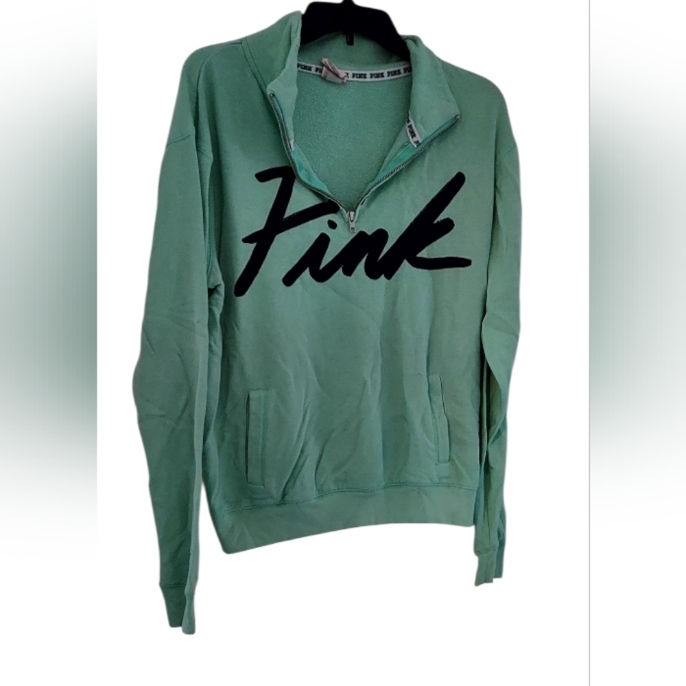 Green PINK Quarter-Zip Sweatshirt